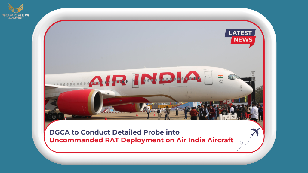Air India aircraft with Ram Air Turbine (RAT) deployed during flight — DGCA launches investigation into safety incident.
